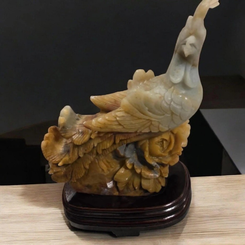 Stone Phoenix Carved Statue, Caribbean Calcite, Rebirth, Renew,Mythical Creature